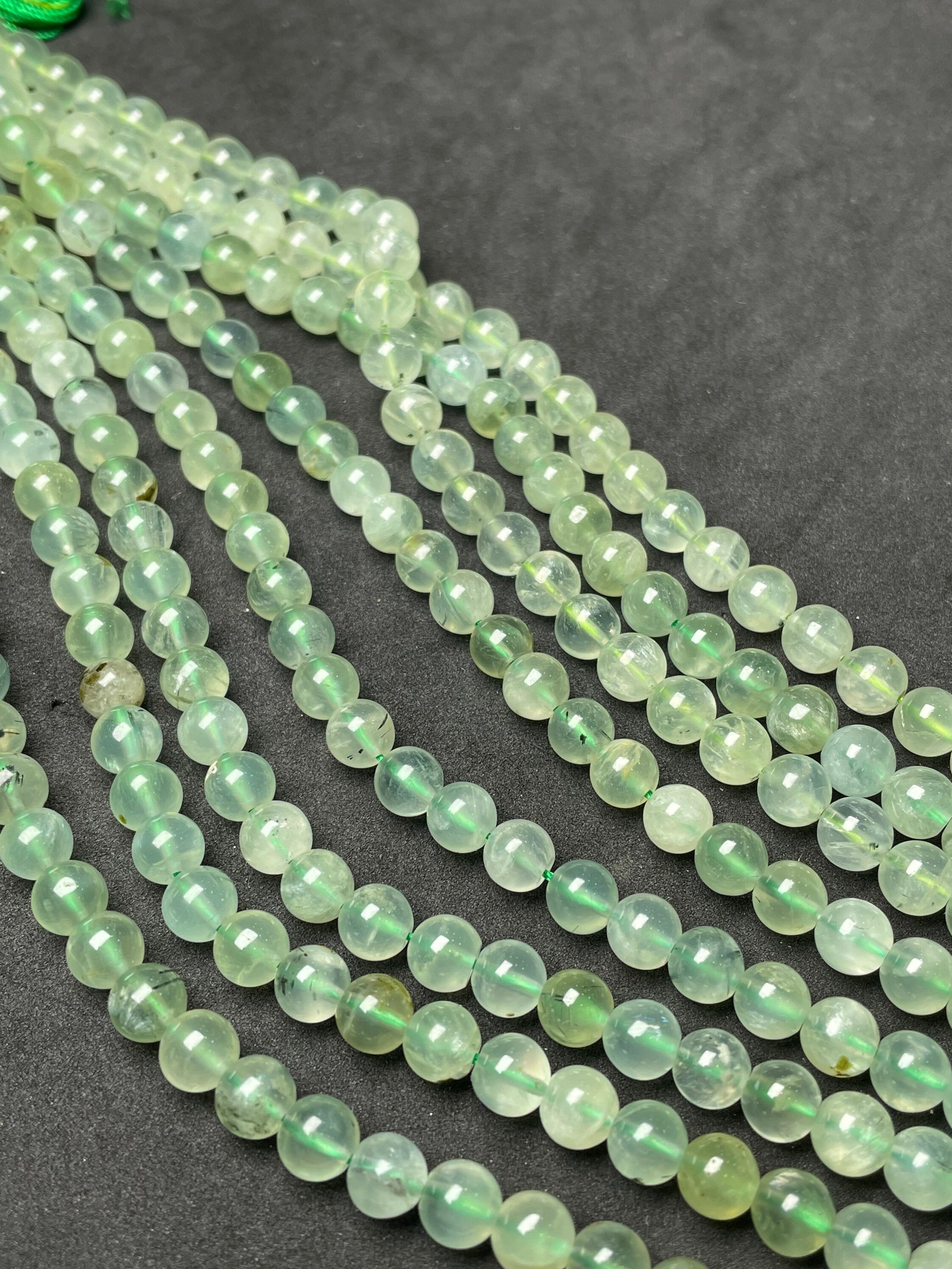 Independence Day Sale New Brand Prehnite Smooth Round Beads Strands 7-7.5 Mm Natural Prehnite Gemstone Beads 15.5 Inches