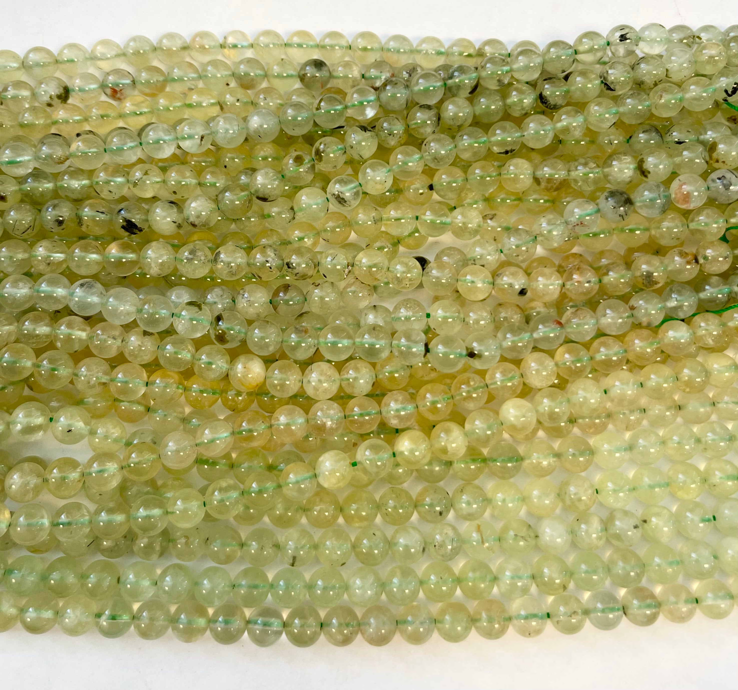 Natural Prehnite 8mm Round Gemstone Beads--15.5 Inch Strand