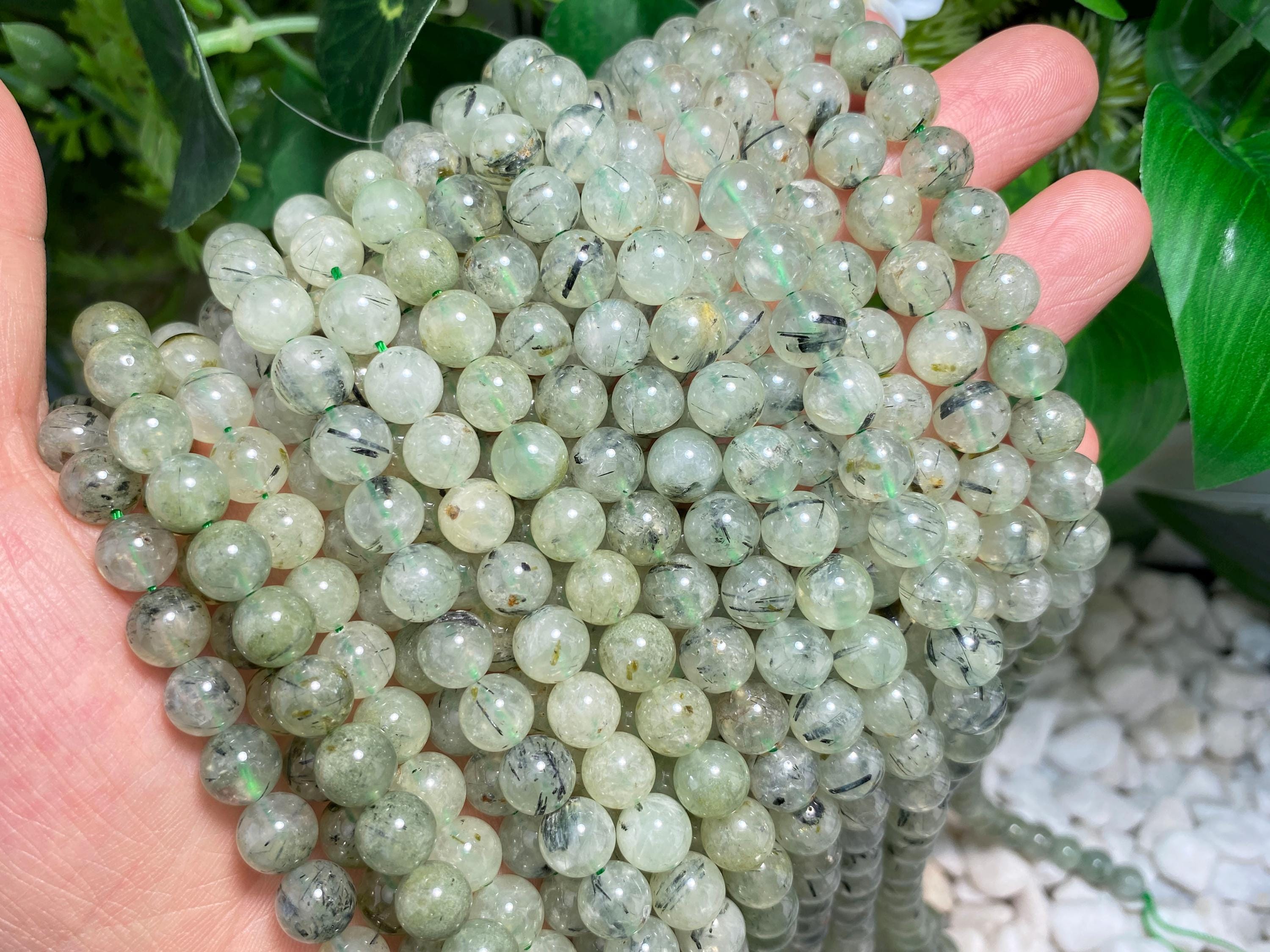 Natural Prehnite Smooth Round Beads Loose Gemstone Crystal For Jewelry Making 4mm 6mm 8mm 10mm 12mm Semi Precious Stone Beads.