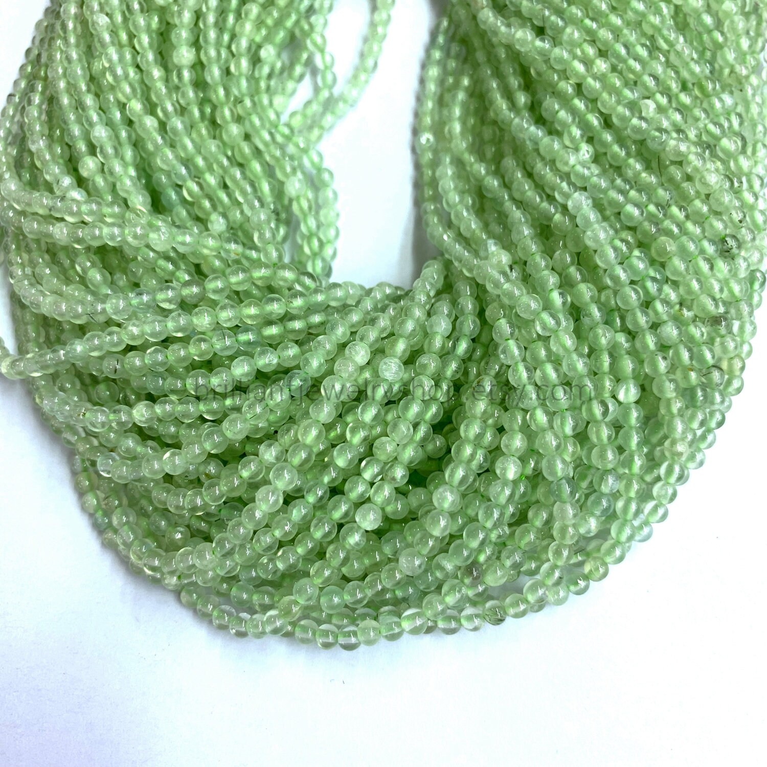 Tiny Green Prehnite Beads Round Smooth 2mm 3mm, Small  Grape Green Gemstone Beads, Apple Green Semi Precious Beads, Delicate Green Spacers