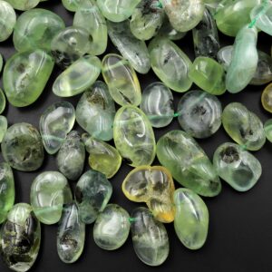 Translucent Natural Prehnite Freeform Rounded Teardrop Beads Top Drilled 15.5" Strand Translucent Natural Prehnite Freeform Rounded Teardrop Beads Top Drilled 15.5" Strand