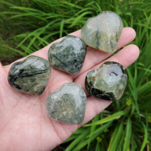 Prehnite and Epidote Heart Crystal, Green Gemstone Heart, Protection & Intuition, Polished Crystal Heart, Healing Stone, Metaphysical Stone