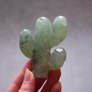 Prehnite Cactus Carving | Epidote In Prehnite Crystal Plant | Crystal Carving