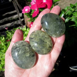 Prehnite with Epidote, Choose One Natural Prehnite Palm Stone