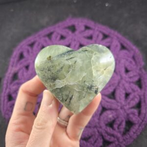 Prehnite with Epidote Heart Large Stones Carved Crystals Carving Heart Shaped Rocks
