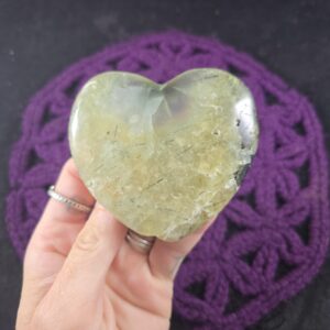 Prehnite with Epidote Heart Palm Stones Carved Crystals Carving Heart Shaped Rocks