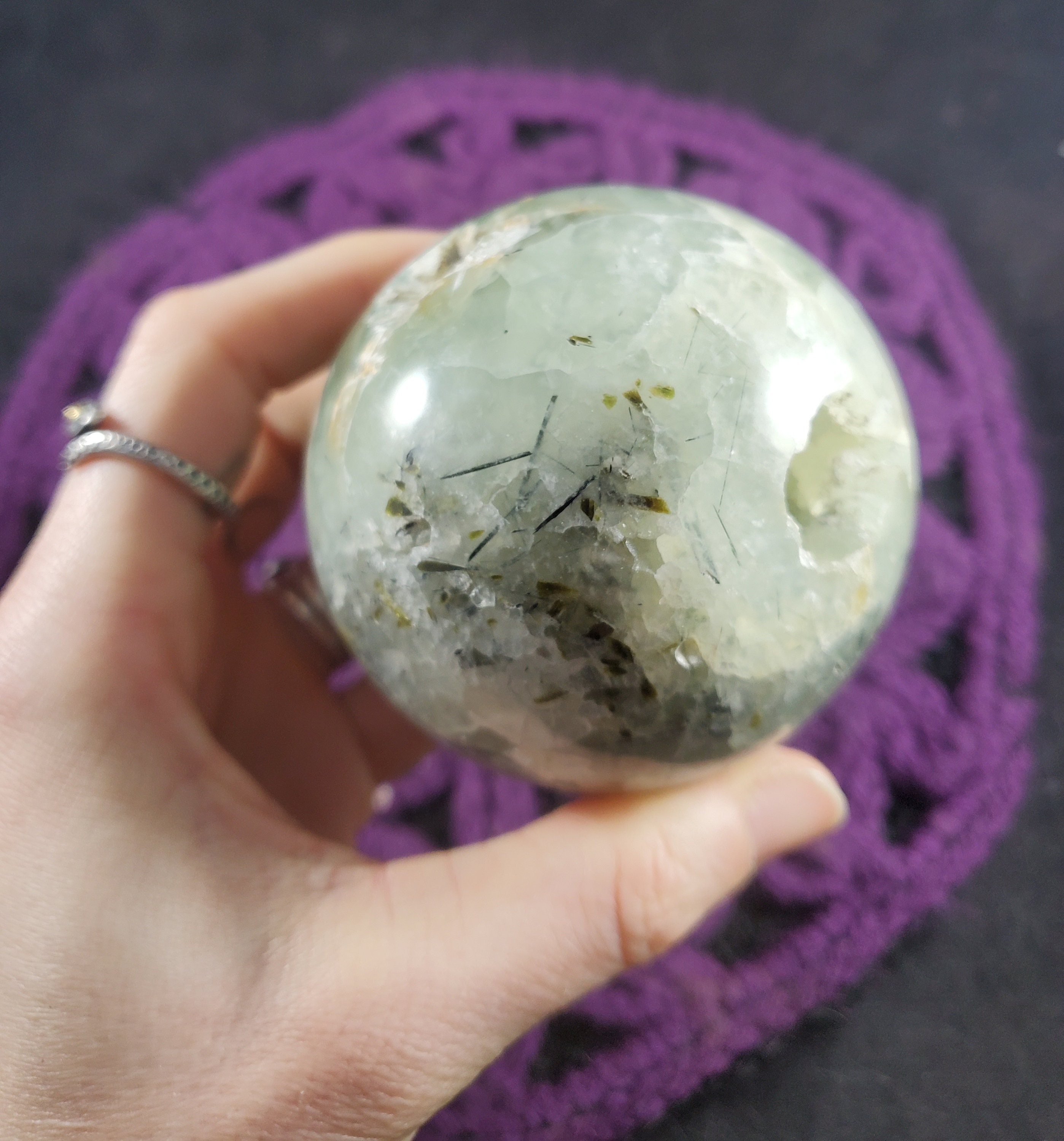 Prehnite With Epidote Large Sphere Crystal Ball Polished Natural Vugs 68mm Choose Your Stand