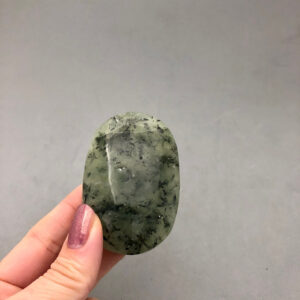 Prehnite with Epidote Palm Stone (1 7/8"+) for Crystal Meditation Empath Protection Auric Strengthening Pocket Stone Metaphysical Witch