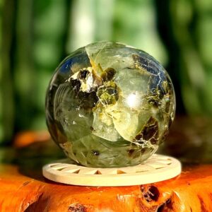 Prehnite w/ Epidote sphere - “Heals the Healer" - Prehnite crystal - comes with stand