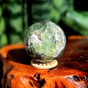 Prehnite w/ Epidote sphere - “Heals the Healer" - Prehnite crystal - comes with stand