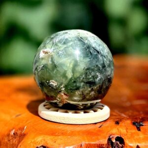 Prehnite w/ Epidote sphere w/ stand - “Heals the Healer" & Purifies Your Auric Field - Prehnite Crystal