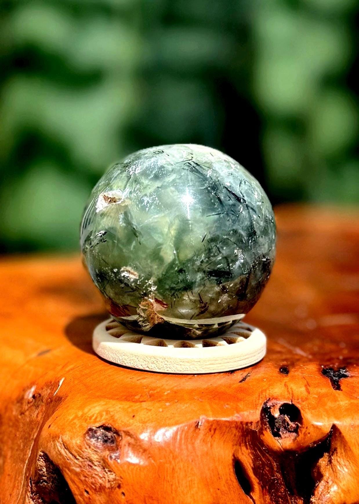 Prehnite W/ Epidote Sphere W/ Stand - “heals The Healer" & Purifies Your Auric Field - Prehnite Crystal