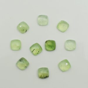 Prehnite Faceted Gemstone Natural 8X8 MM To 25x25 MM Cushion Shape Polished Loose Gemstones Lot For Earring Pendant Ring And Jewelry Making