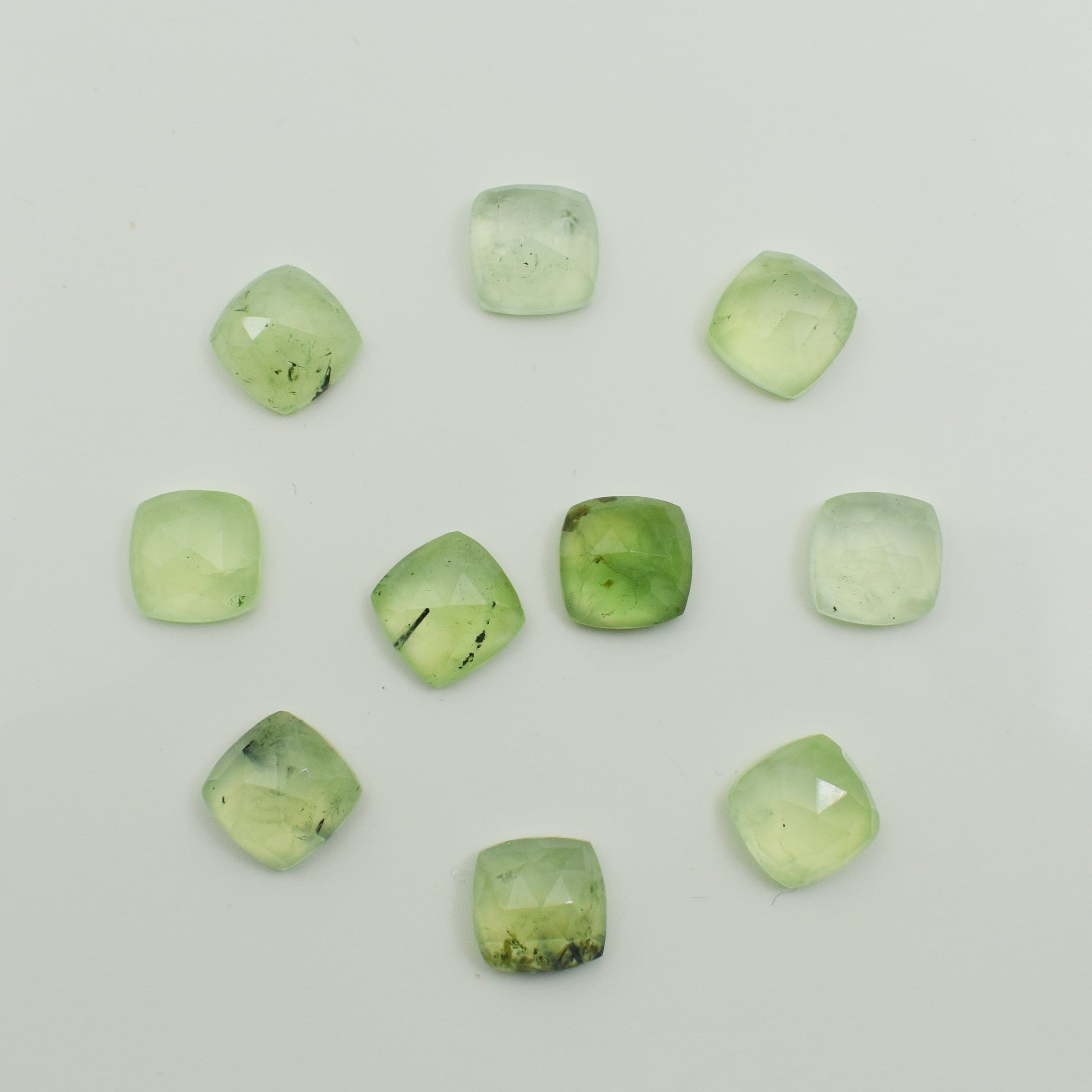 Prehnite Faceted Gemstone Natural 8x8 Mm To 25x25 Mm Cushion Shape Polished Loose Gemstones Lot For Earring Pendant Ring And Jewelry Making