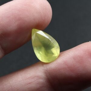 Faceted yellow Prehnite pear cut gemstone 5.62ct Natural loose stone teardrop shape 10x15mm