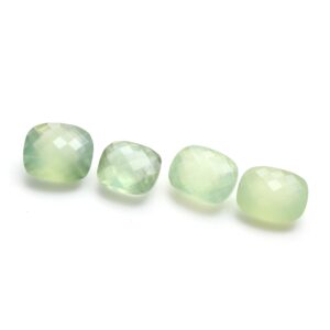 Natural Prehnite Rectangle Checker Cut Loose Gemstone, 12x14mm To 14x16mm Prehnite Rectangle , Checker Cut Loose , Set Of 6 Pieces