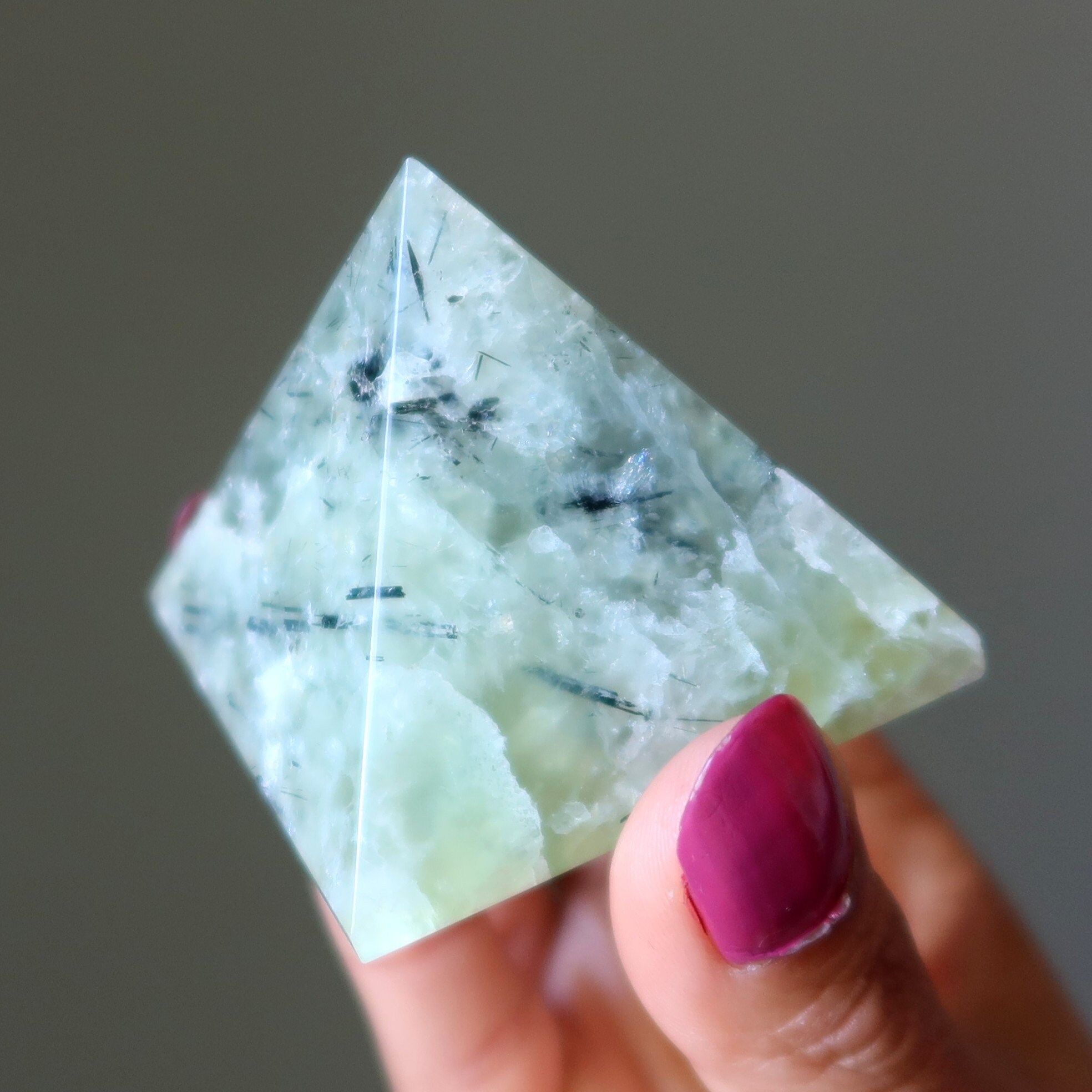 Prehnite Pyramid Ever Green Enlightenment Stone
