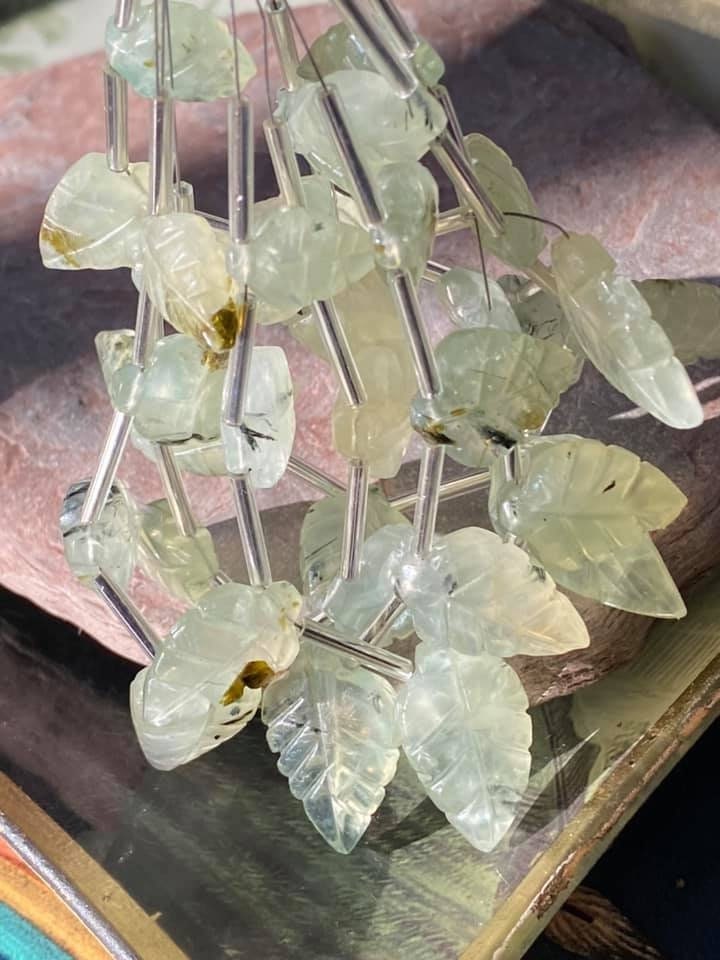 Rustic Natural With Inclusions Clear Green Lime Hand Carved Glowy Prehnite Hand Carved Focal Leaves 14-23mm Rustic Natural With Inclusions Clear Green Lime Hand Carved Glowy Prehnite Hand Carved Focal Leaves 14-23mm