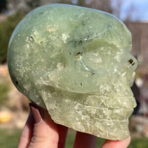 XL Druzy Prehnite Skull | Prehnite Crystal Skull | Human Skull Art
