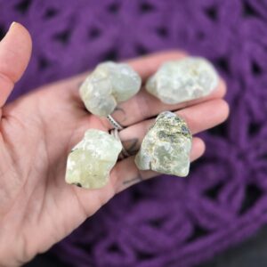 4 Prehnite with Epidote Lightly Tumbled Crystals Small Grid Pebbles Natural Green Stones Small Heart chakra gridding