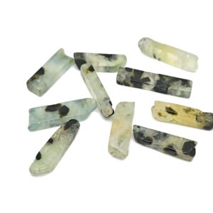 Prehnite Drilled Tumbled Stones - Rectangle Hole Tumbled Stone - Making Jewelry Cytsals - Bulk Stones - NC1667