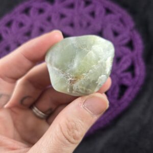 Prehnite With Epidote Botryoidal Lightly Tumbled Polished Crystal Stone Mali