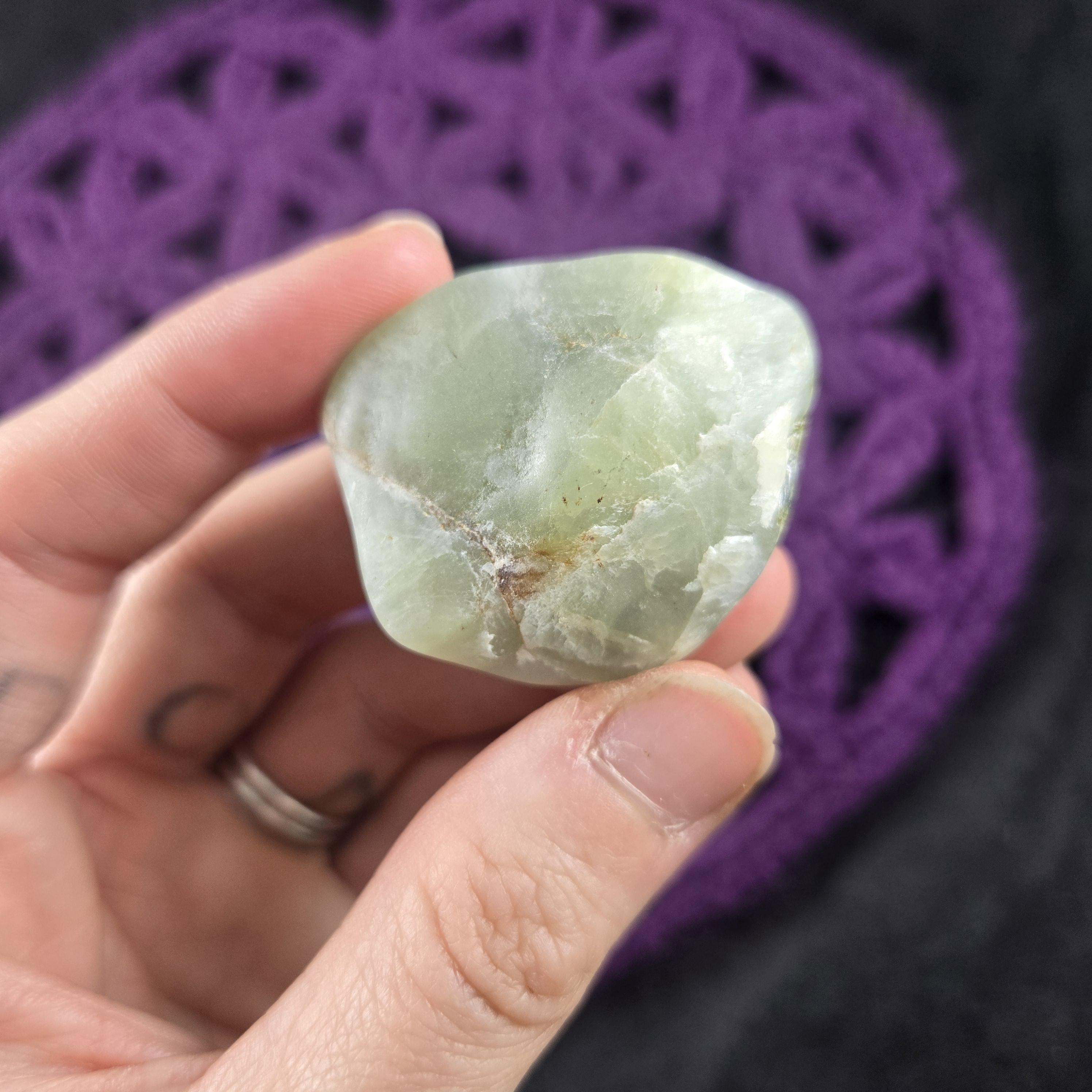 Prehnite With Epidote Botryoidal Lightly Tumbled Polished Crystal Stone Mali
