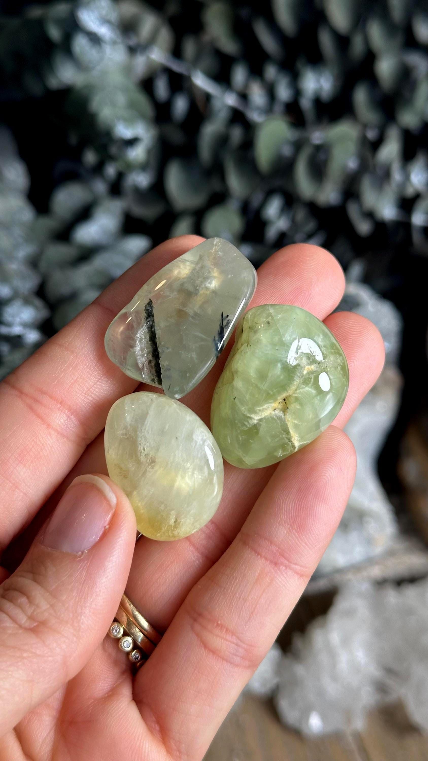 Tumbled Prehnite With Epidote Pebble Tumbled Prehnite With Epidote Pebble