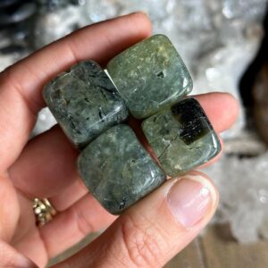 Tumbled Prehnite With Epidote: Serenity Stone