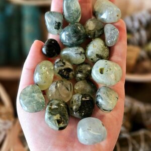 Prehnite with Epidote Tumbled Stone, One, Africa, Feng Shui, Crystal Healing, Reiki, Lucid Dream Stone
