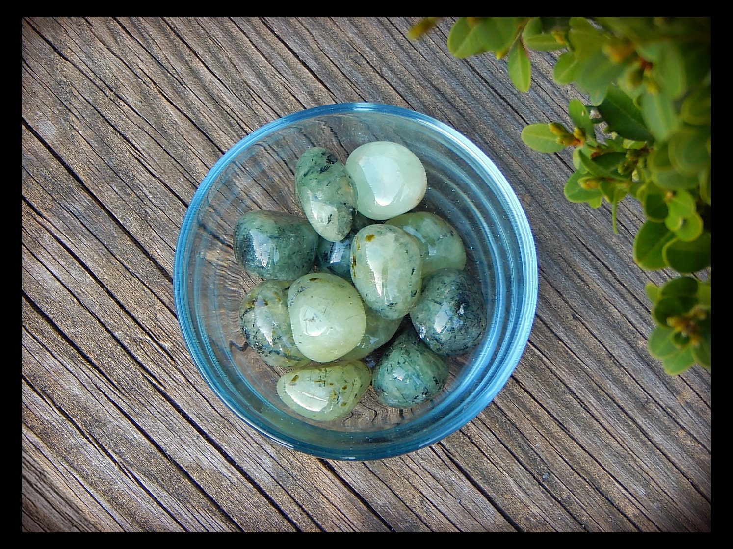 Tumbled Prehnite With Epidote Tumbled Prehnite With Epidote