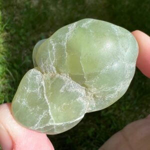 Semi Tumbled Prehnite And Epidote, Prehnite Crystal Cluster, Mineral Specimen #7