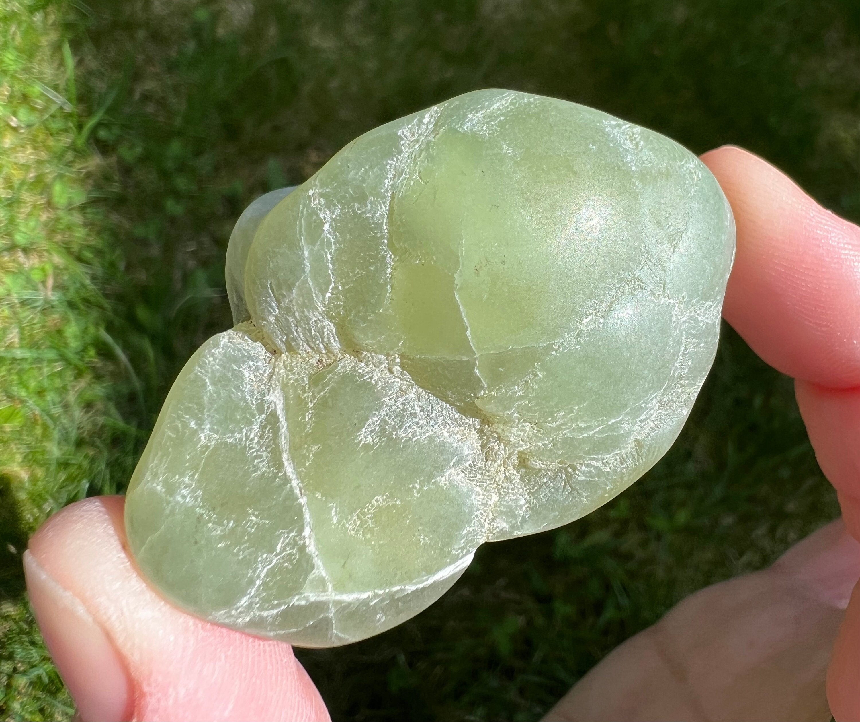 Semi Tumbled Prehnite And Epidote, Prehnite Crystal Cluster, Mineral Specimen #7