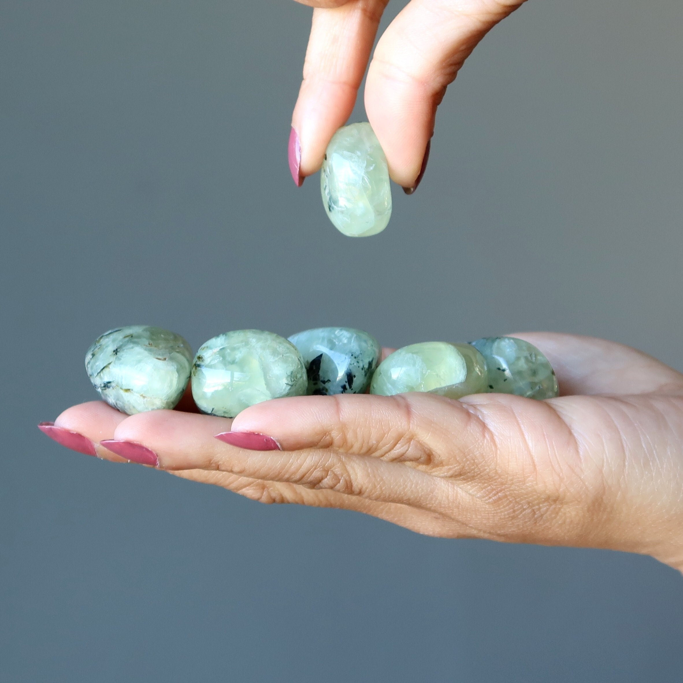 Prehnite Tumbled Stones Dream Manifest Self-care Green Crystal