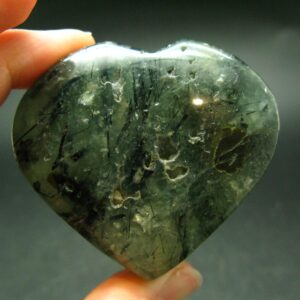 Unusual Green Prehnite Prenite & Epidote Tumbled Herat From Mali 2.1"