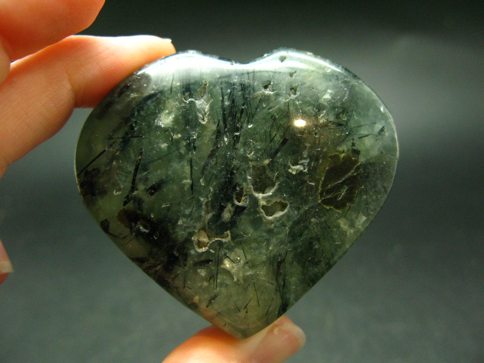 Unusual Green Prehnite Prenite & Epidote Tumbled Herat From Mali 2.1"