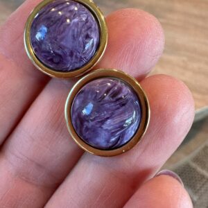 Purple Crystal Jewelry for Men Charoite Gemstone Cuff Links Groomsmen Gift for Him Stainless Steel Sterling Silver Wedding Cufflinks