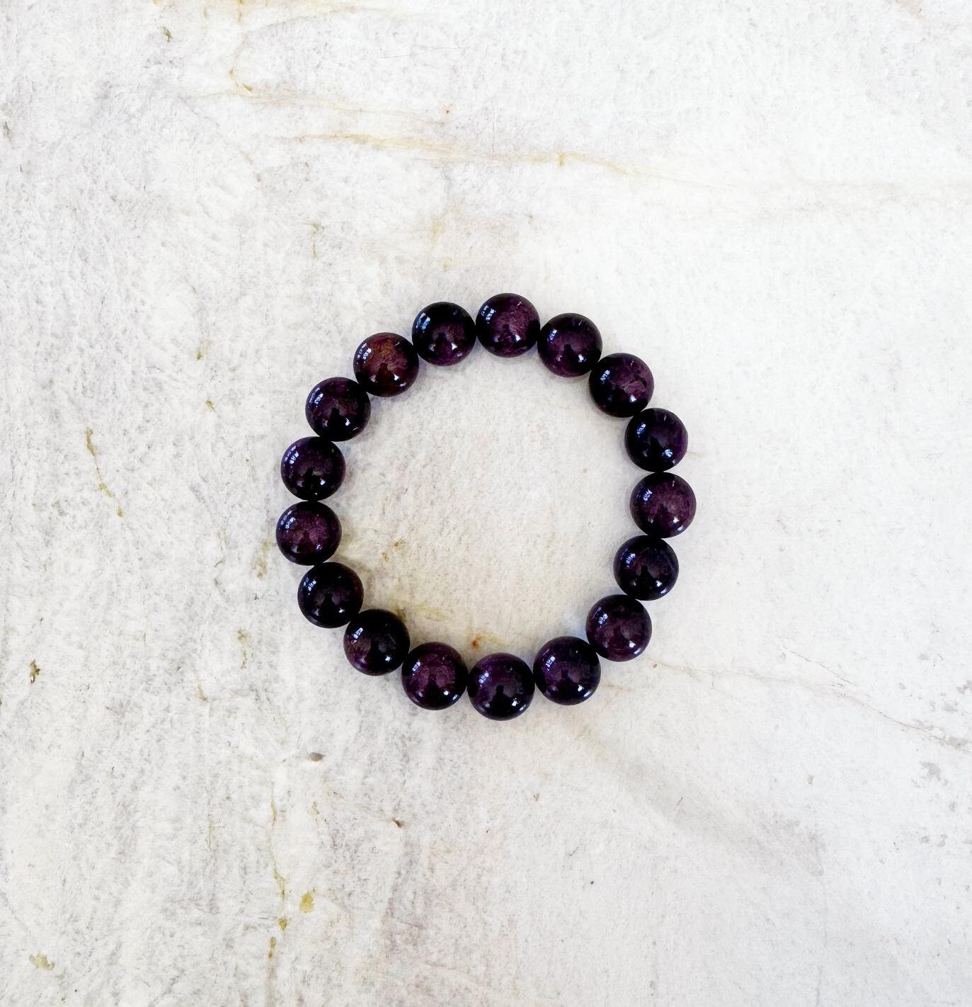 Australian Purpurite Bracelet - 12mm Purple Stretch Handcrafted Rare Luxury