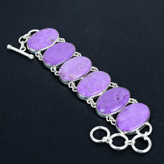 Purpurite Bracelet: Handmade 925 Sterling Silver Adjustable Gemstone Jewelry