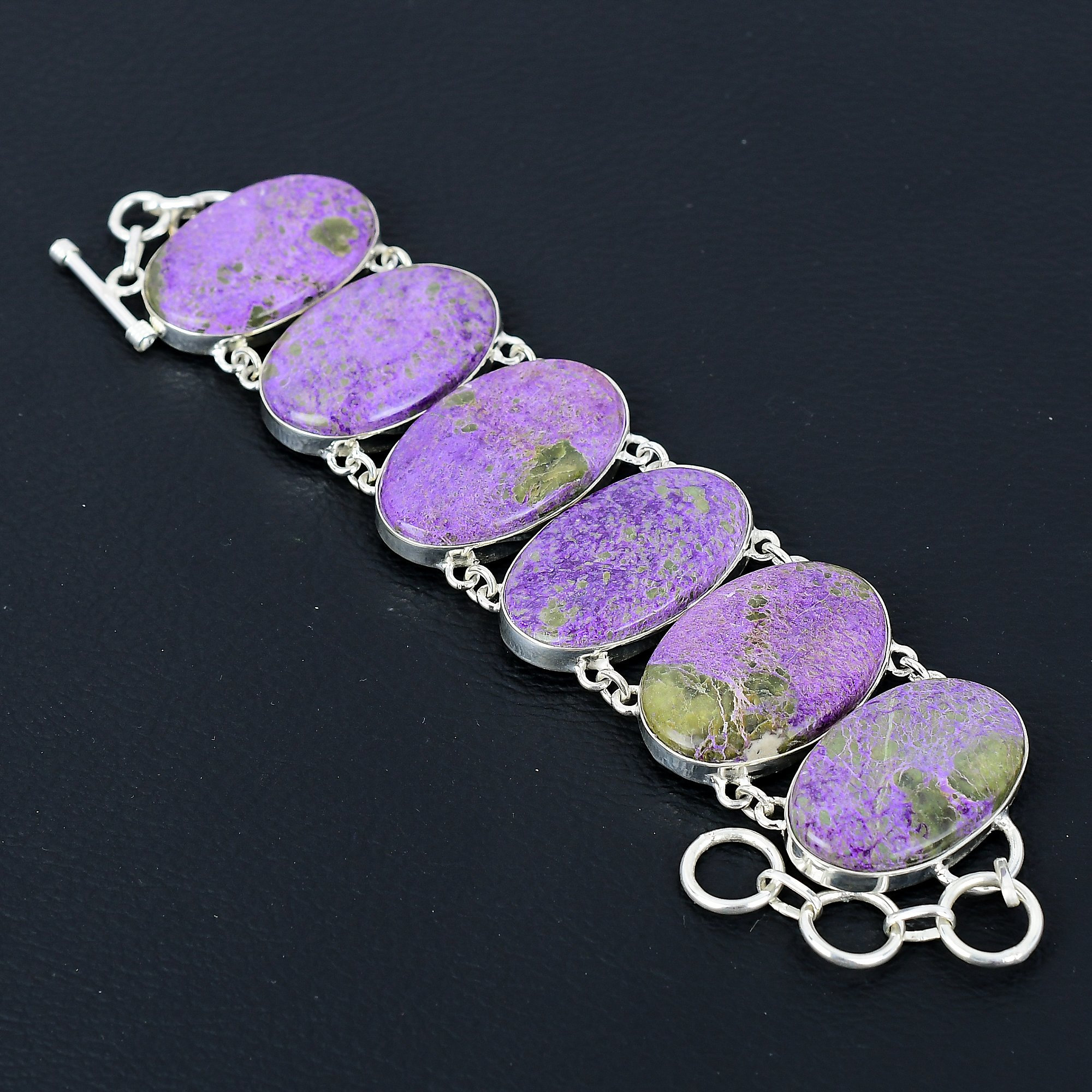Handmade Purpurite Bracelet: 925 Sterling Silver Adjustable Gemstone Jewelry