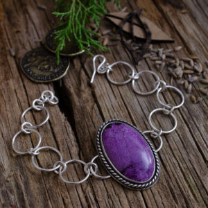 Purpurite Link Bracelet. Silver Bracelet.