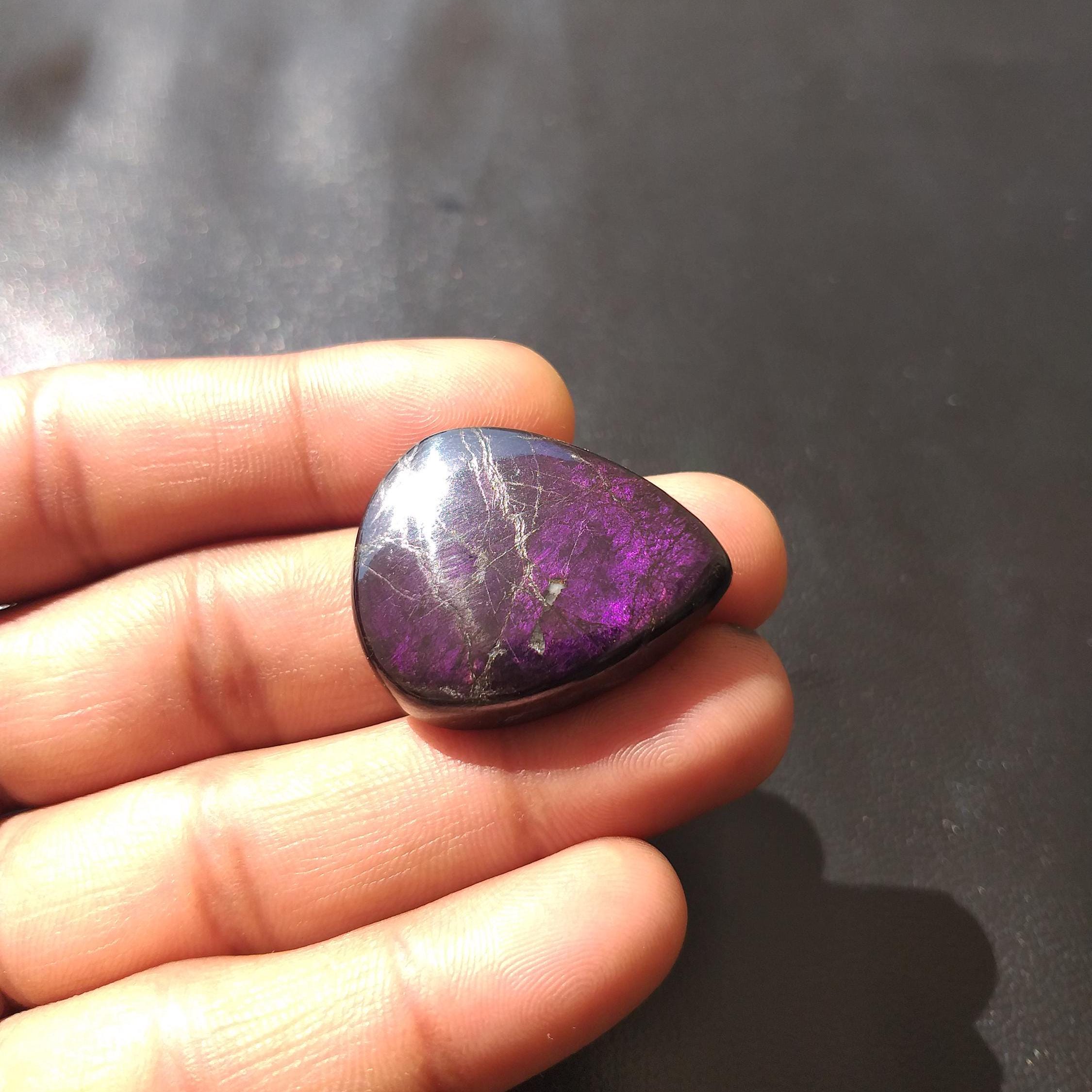 Purpurite Stone Cabochon: 66.3 Carat Pear Shape Gemstone, 32x26x8 Mm Purpurite Stone Cabochon: 66.3 Carat Pear Shape Gemstone, 32x26x8 Mm