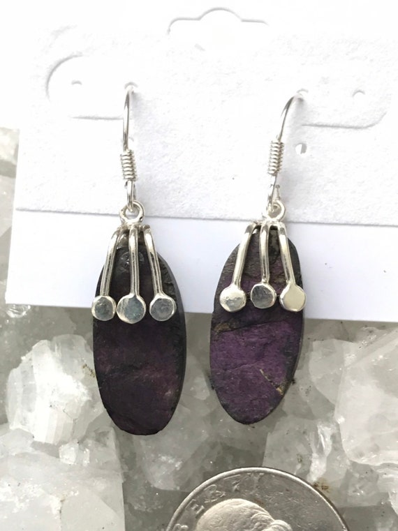 Rough Purpurite Dangle Earrings