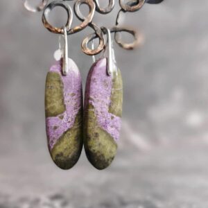 Purpurite Earrings Silver Gold Rose Gold Earrings Healing Stone Earrings Crystal Earrings Unique One Of Kind Gift For Her