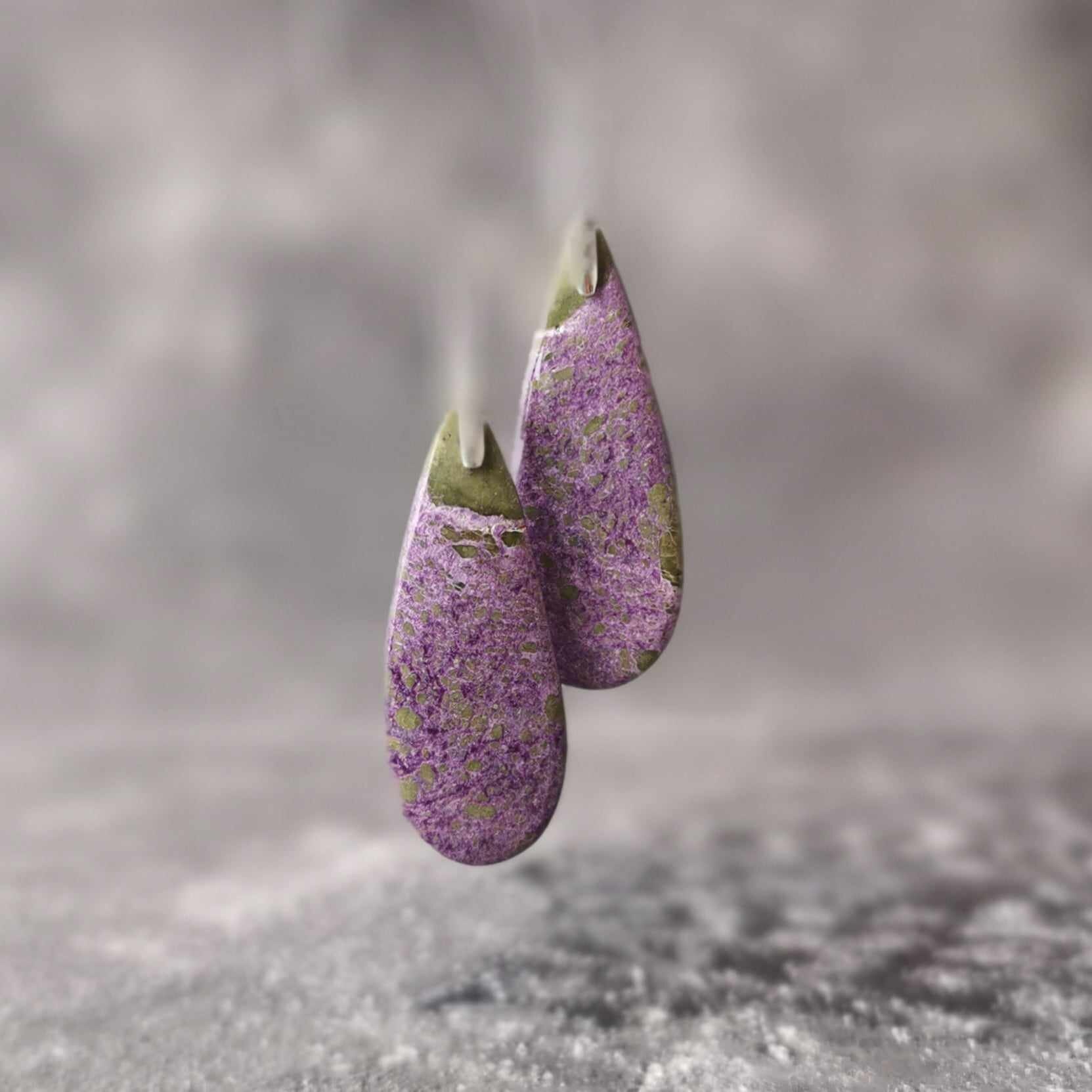 Purpurite Earrings Silver Gold Rose Gold Earrings Healing Stone Earrings Crystal Earrings Unique One Of Kind Gift For Her