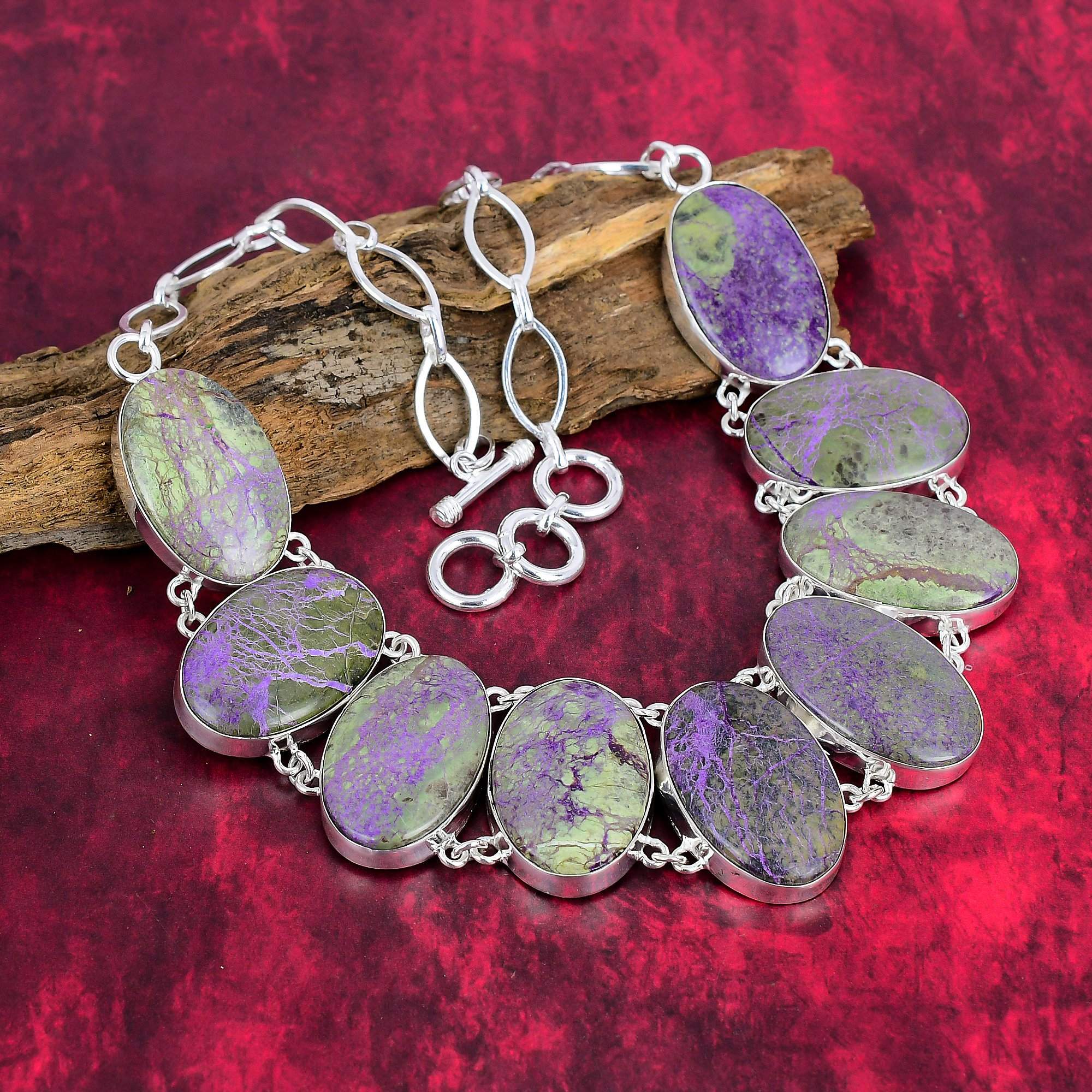 Purpurite Necklace 925 Sterling Silver Jewelry, Handmade Jewelry, Natural Purpurite Gemstone, Adjustable Chain Necklace, Party Wear Gifts