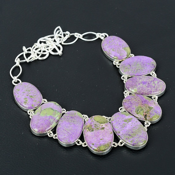 Handmade Purpurite 925 Sterling Silver Necklace - Adjustable Gemstone Jewelry