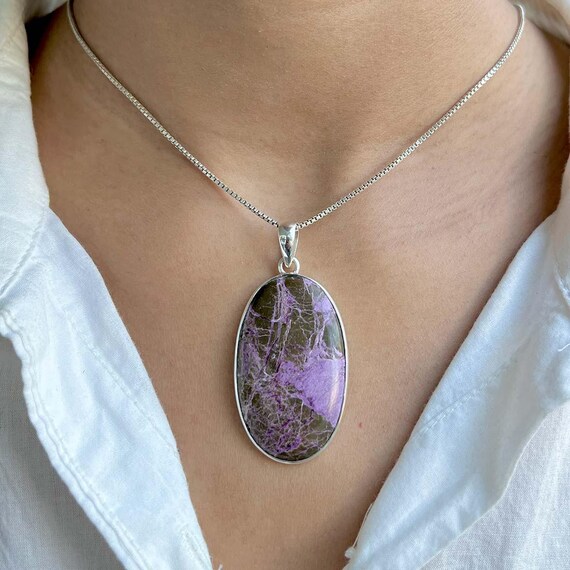 Purpurite Pendant / 925 Sterling Silver / Healing Gemstone / Gifts For Her / Oval Cab / Purpurite Jewelry / Statement Pendant Ppt-p-14.