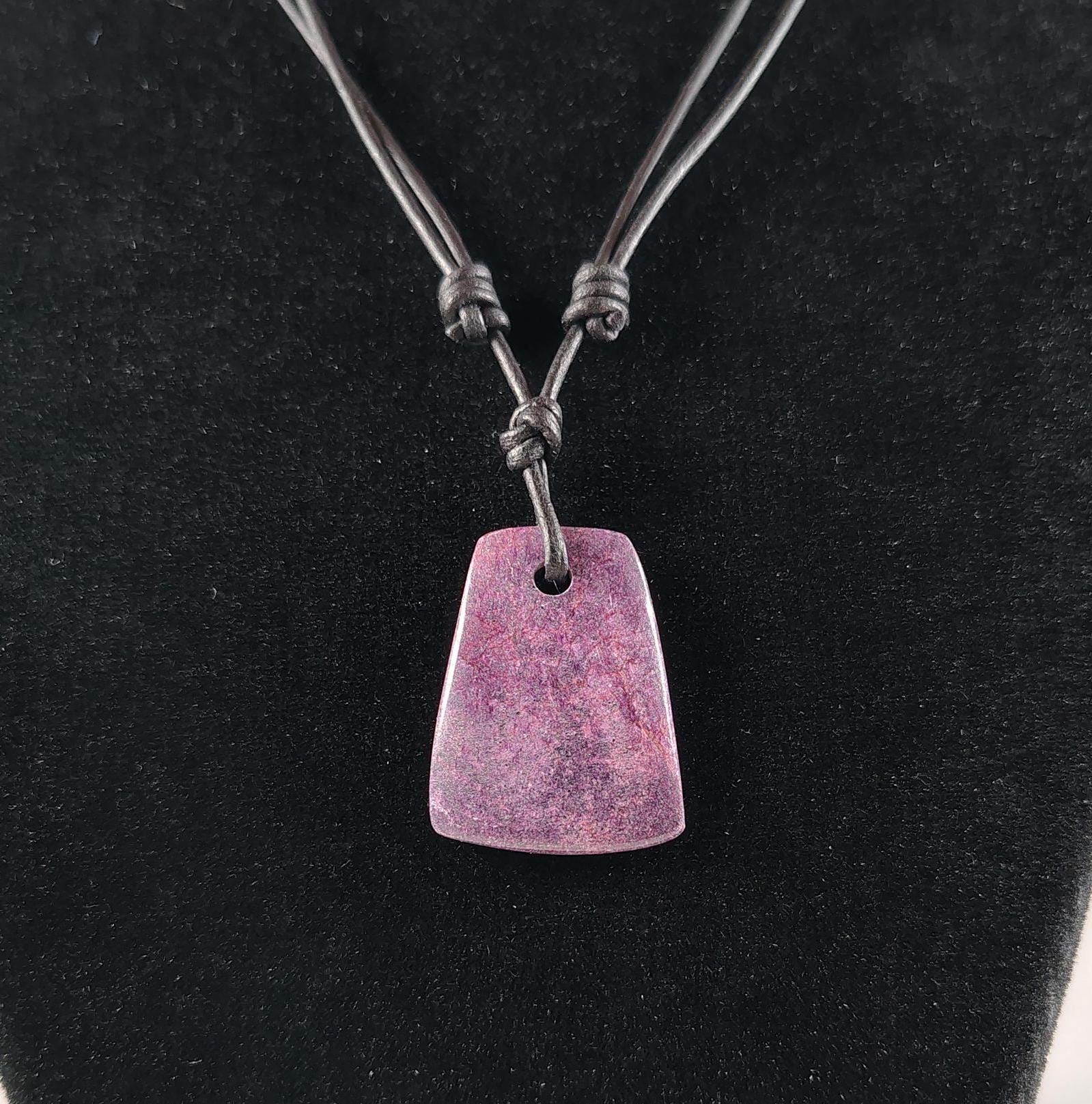 Purpurite Pendant Adjustable Leather Necklace Handmade By Chris Hay
