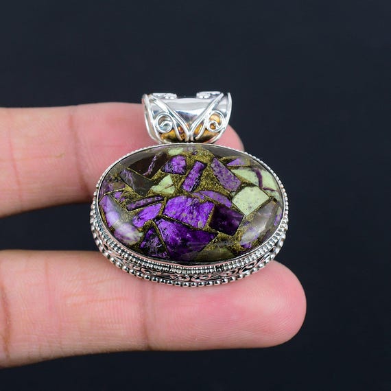Copper Purpurite Pendant: Handmade 925 Sterling Silver, Vintage Design Copper Purpurite Pendant: Handmade 925 Sterling Silver, Vintage Design